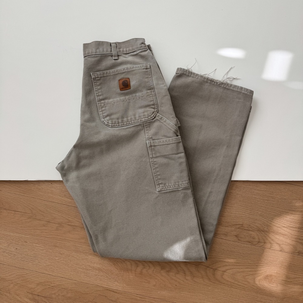 Carhartt Original Dungaree Fit Canvas Work Pants Tan 32x34 Utility Distressed
